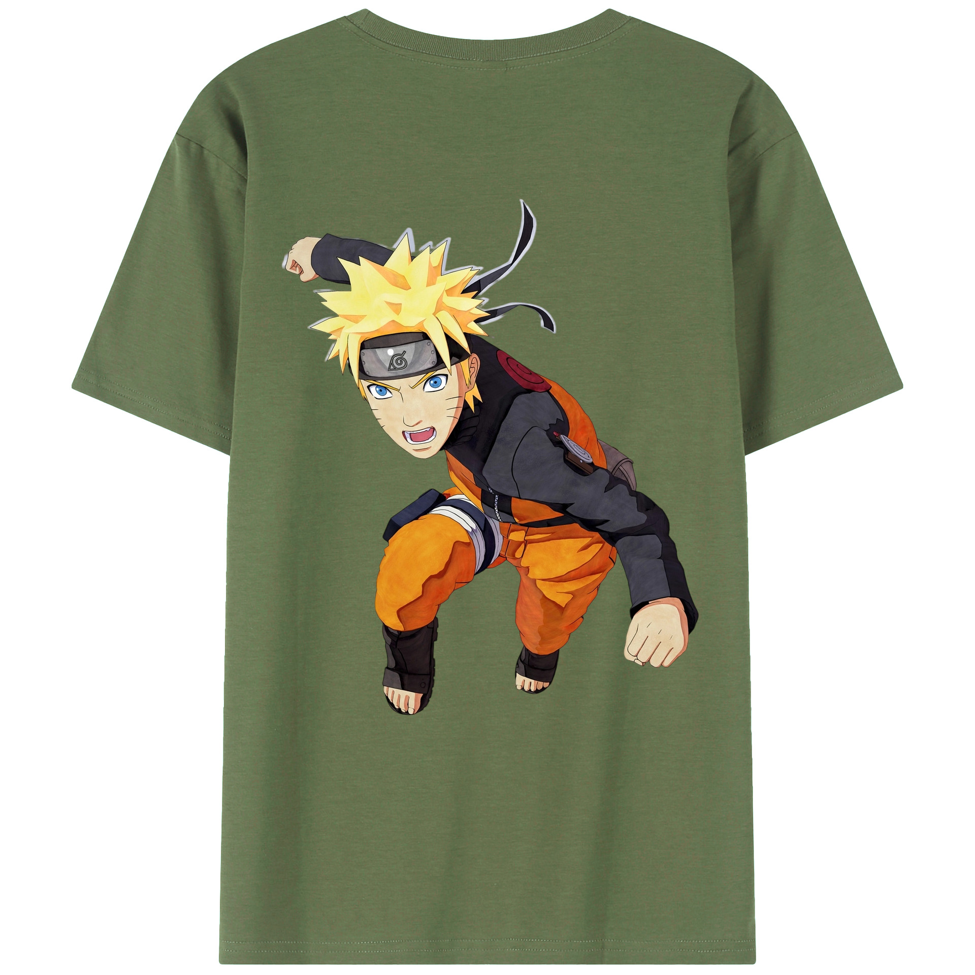 （画像用） NARUTO -ナルト- うずまき ナルト Uzumaki Naruto 綿100％ メンズ半袖Tシャツ（バックプリント） 通気性